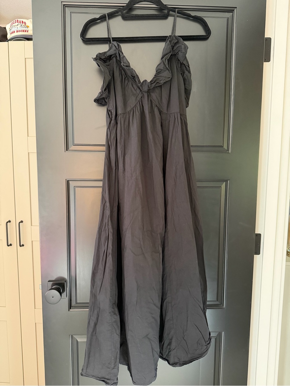 Black Women's Ruffle-Trim Maxi Dress